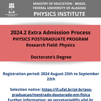 Registrations are open for the selection to enroll in Doctorate (PhD) course in the Graduate Program in Physics – PPGF/IF/UFAL