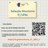 Edital Complementar para Seleção de Monitoria do Instituto de Física