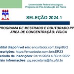 Abertas as inscrições para a seleção de Mestrado e Doutorado PPGF 2024.1