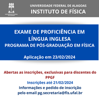 Abertas inscrições para Exame de Proficiência PPGF