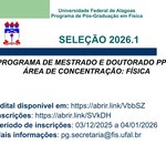 Aberto processo seletivo para mestrado e doutorado 2026.1
