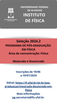Processo seletivo de mestrado e doutorado 2024.2 - PPGF