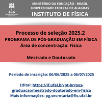 Seleção 2025.2 para mestrado e doutorado no PPGF