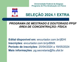 Seleção Extra para Mestrado e Doutorado do PPGF - 2024.1